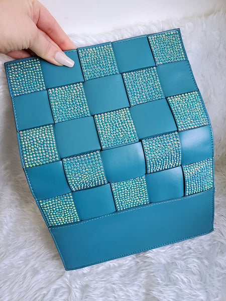 'Not Your Typical' Teal Checkerboard Glam Handbag