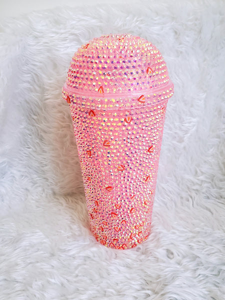 24 oz Pink Drink with Strawberries Themed Dome Tumbler