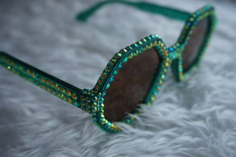 Green Hexagon Glam Sunglasses