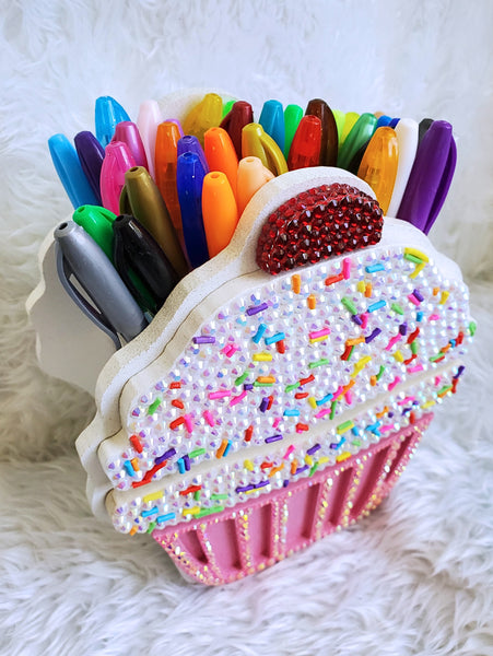 Sprinkles and Glam Cupcake Brush Holder