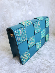 'Not Your Typical' Teal Checkerboard Glam Handbag