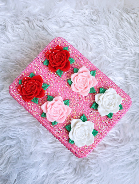 Pink Glam Tin Box with Roses