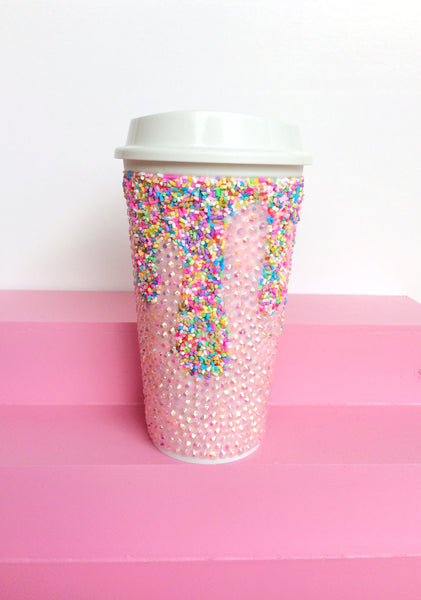 Sprinkles Bling Drip Coffee/Tea Cup TravelGlam Mug with Lid