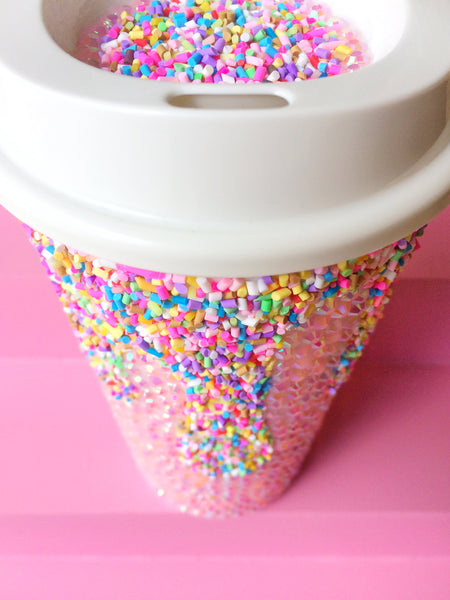 Sprinkles Bling Drip Coffee/Tea Cup TravelGlam Mug with Lid