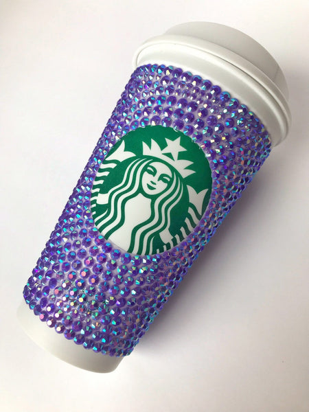 Purple Bling 16 oz. Starbucks Travel Coffee Tea Glam Mug with Lid
