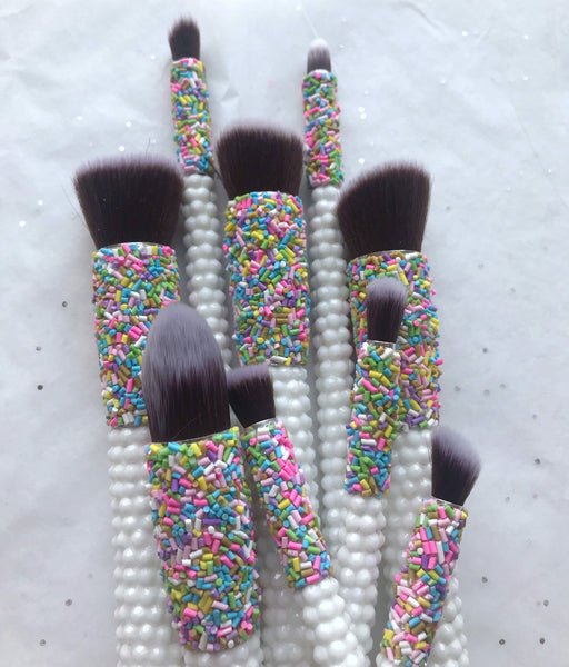 Sprinkles Make Up Brush Set / Bling Vanity Decor / MUA Tools / Glam Showpiece / White Brushes / Beauty Tools