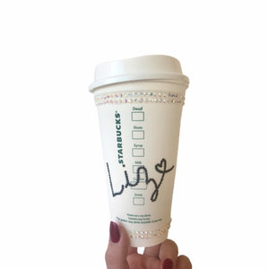Custom Personalized Travel Coffee Tea Starbucks Bling Travel Mug with Lid