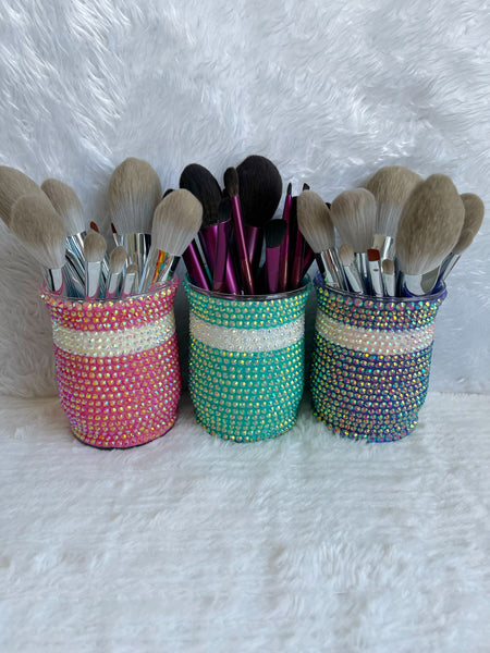 Teal Glam Brush Holder / Pencil / Pen Cup