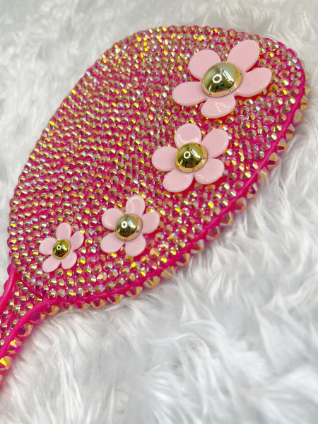 Pink Flower Handheld Mirror Glam Showpiece - PINK Bling