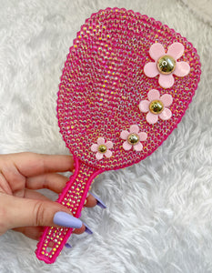Pink Flower Handheld Mirror Glam Showpiece - PINK Bling